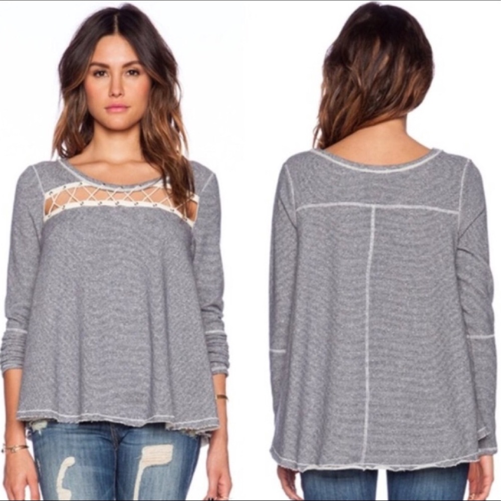 Free People lacy love sweatshirt London Navy Blue